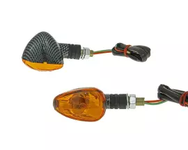 Indicator Light Set M10 Thread Carbon Look Doozy Orange, Short Version