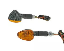 Indicator Light Set M10 Thread Carbon Look Doozy Orange, Long Version