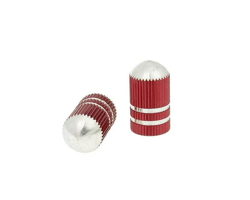 Valve Cap Set Bullet Anodized Aluminum - Red - Universal