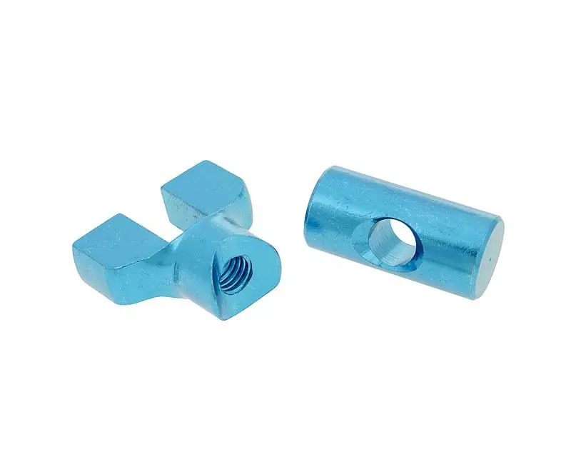 Brake Cable Adjuster Set M6 Thread Aluminum Blue - Universal