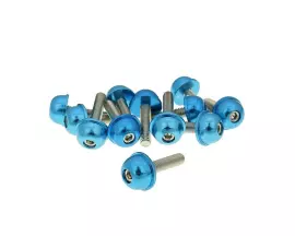 Hexagon Socket Screw Set - Anodized Aluminum Screw Head Blue - 12 Pcs - M5x20