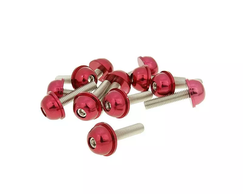 Hexagon Socket Screw Set - Anodized Aluminum Screw Head Red - 12 Pcs - M5x20