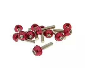 Hexagon Socket Screw Set - Anodized Aluminum Screw Head Red - 12 Pcs - M6x30