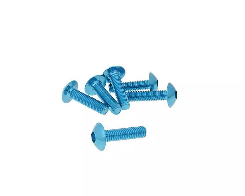 Fairing Screws Hex Socket Head - Anodized Aluminum Blue - Set Of 6 Pcs - M5x20