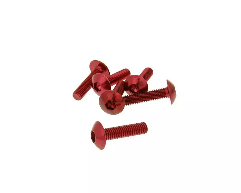 Fairing Screws Hex Socket Head - Anodized Aluminum Red - Set Of 6 Pcs - M5x20