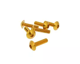 Fairing Screws Hex Socket Head - Anodized Aluminum Gold - Set Of 6 Pcs - M5x20