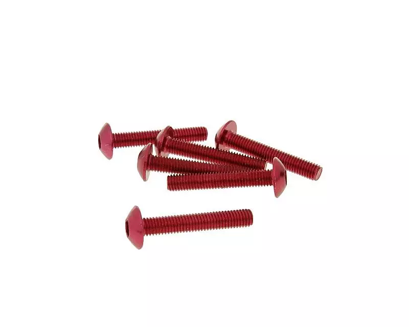 Fairing Screws Hex Socket Head - Anodized Aluminum Red - Set Of 6 Pcs - M5x30