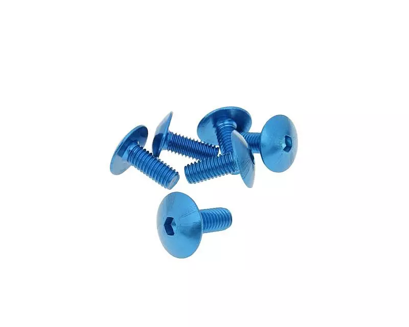 Fairing Screws Hex Socket Head - Anodized Aluminum Blue - Set Of 6 Pcs - M6x15