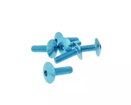 Fairing Screws Hex Socket Head - Anodized Aluminum Blue - Set Of 6 Pcs - M6x20