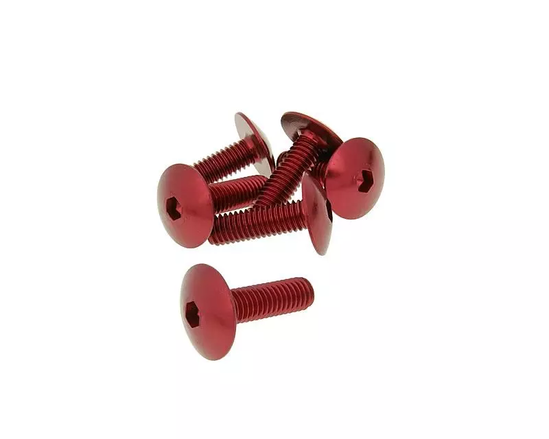 Fairing Screws Hex Socket Head - Anodized Aluminum Red - Set Of 6 Pcs - M6x20