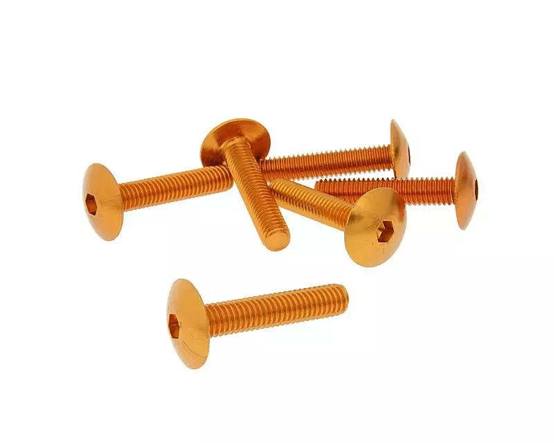 Fairing Screws Hex Socket Head - Anodized Aluminum Orange - Set Of 6 Pcs - M6x30