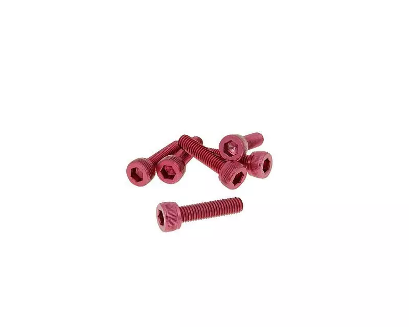 Hexagon Socket Screw Set - Anodized Aluminum Red - 6 Pcs - M5x20 - Styling