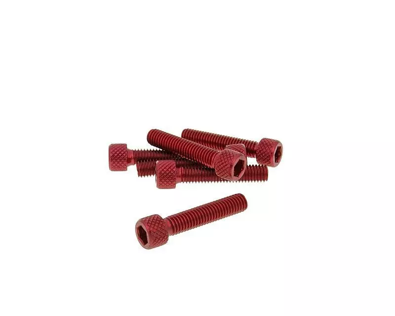 Hexagon Socket Screw Set - Anodized Aluminum Red - 6 Pcs - M6x30 - Styling