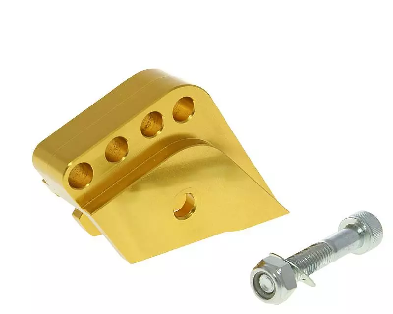 Buy now: Shock Extender CNC 4-hole Adjustable Mounting - Gold In Color For Peugeot Vertical Shock Extender CNC 4-hole Adjustable Mounting - Gold In Color For Peugeot Vertical