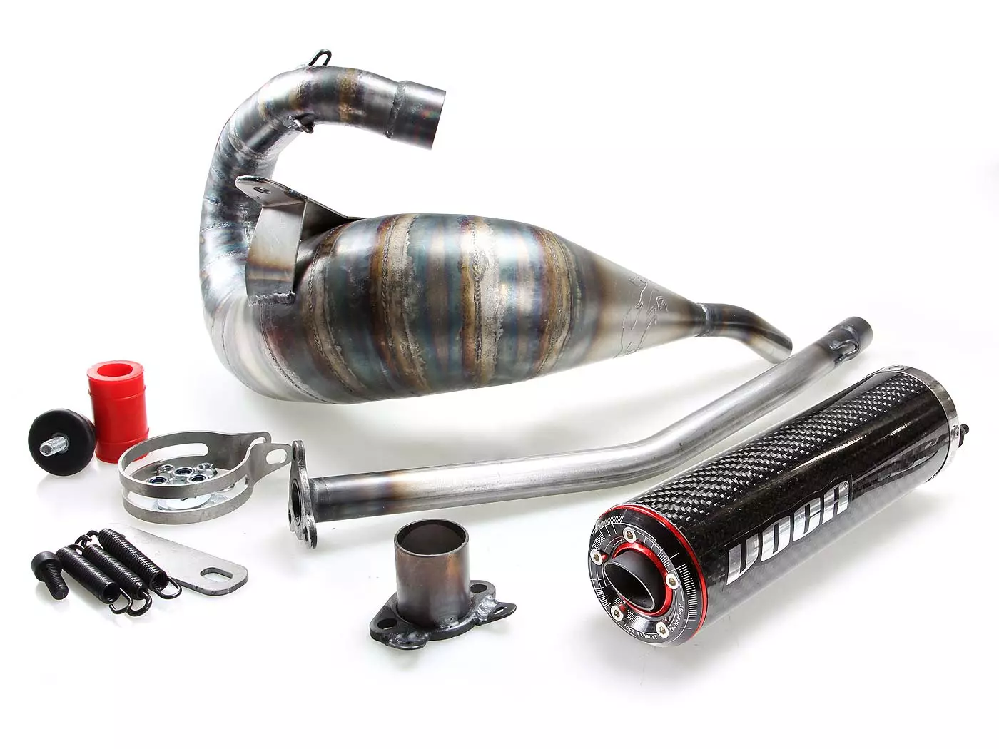 Exhaust VOCA Cross Carbon 80/90cc For Derbi EBE, EBS, D50B Enduro, Supermoto