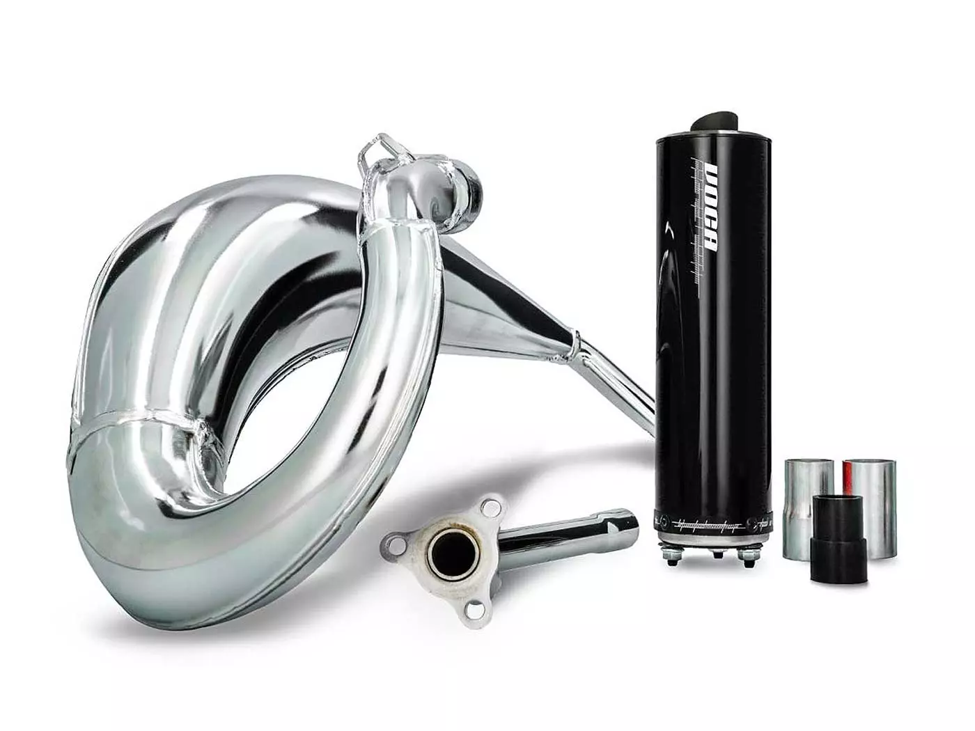 Exhaust VOCA Cross Chromed 50/70cc Black Silencer For Sherco 50 SM-R, SE-R