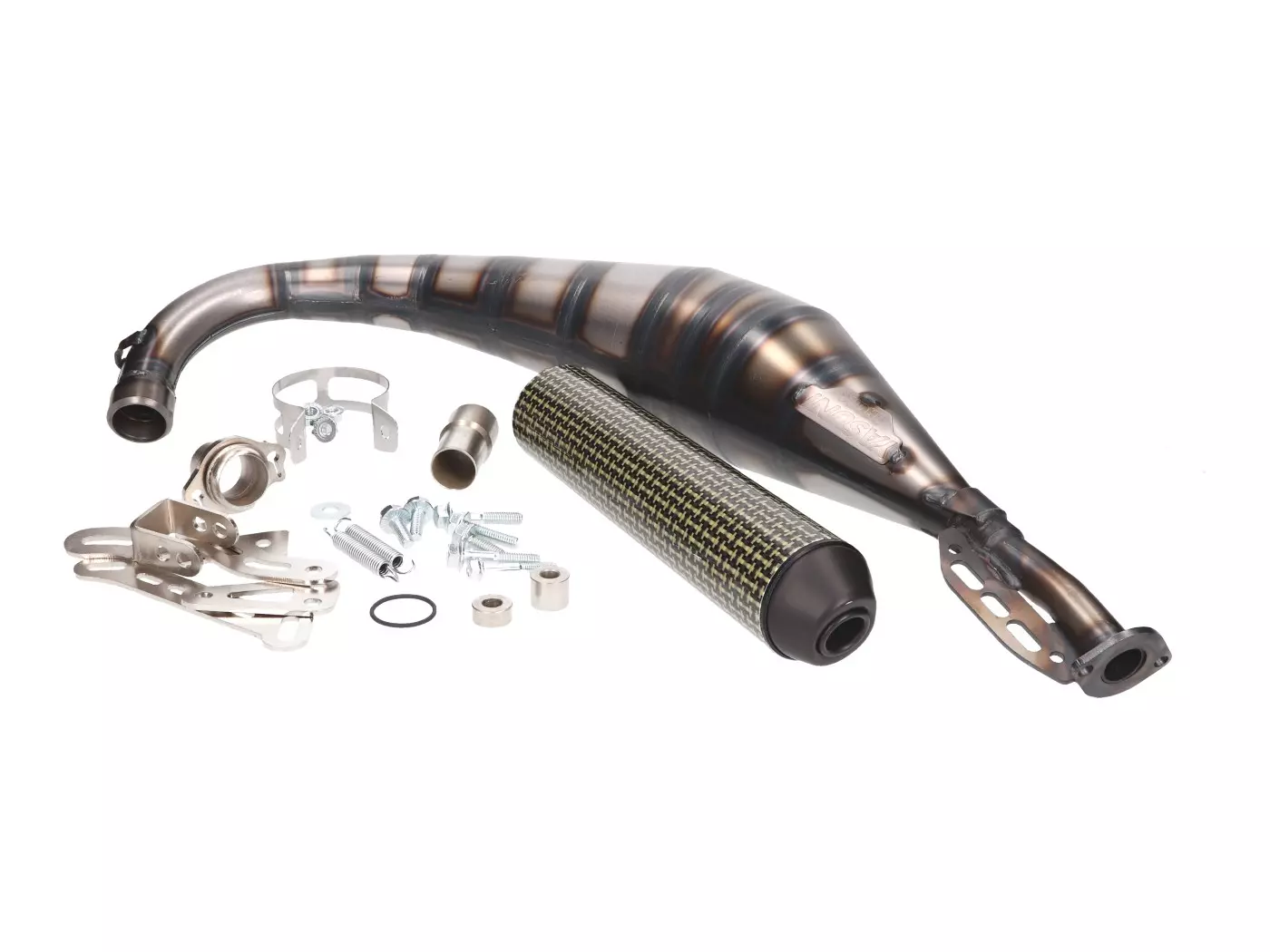 Buy now: Exhaust Yasuni Carrera R3 MAX Yellow Carbon Fiber For Offroad, SM, Minarelli AM, Derbi D50B0, EBE, EBS Exhaust Yasuni Carrera R3 MAX Yellow Carbon Fiber For Offroad, SM, Minarelli AM, Derbi D50B0, EBE, EBS