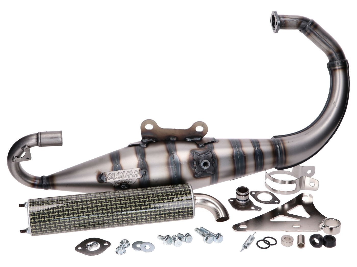 Exhaust Yasuni Carrera 10 Carbon Look Yellow For Minarelli Vertical