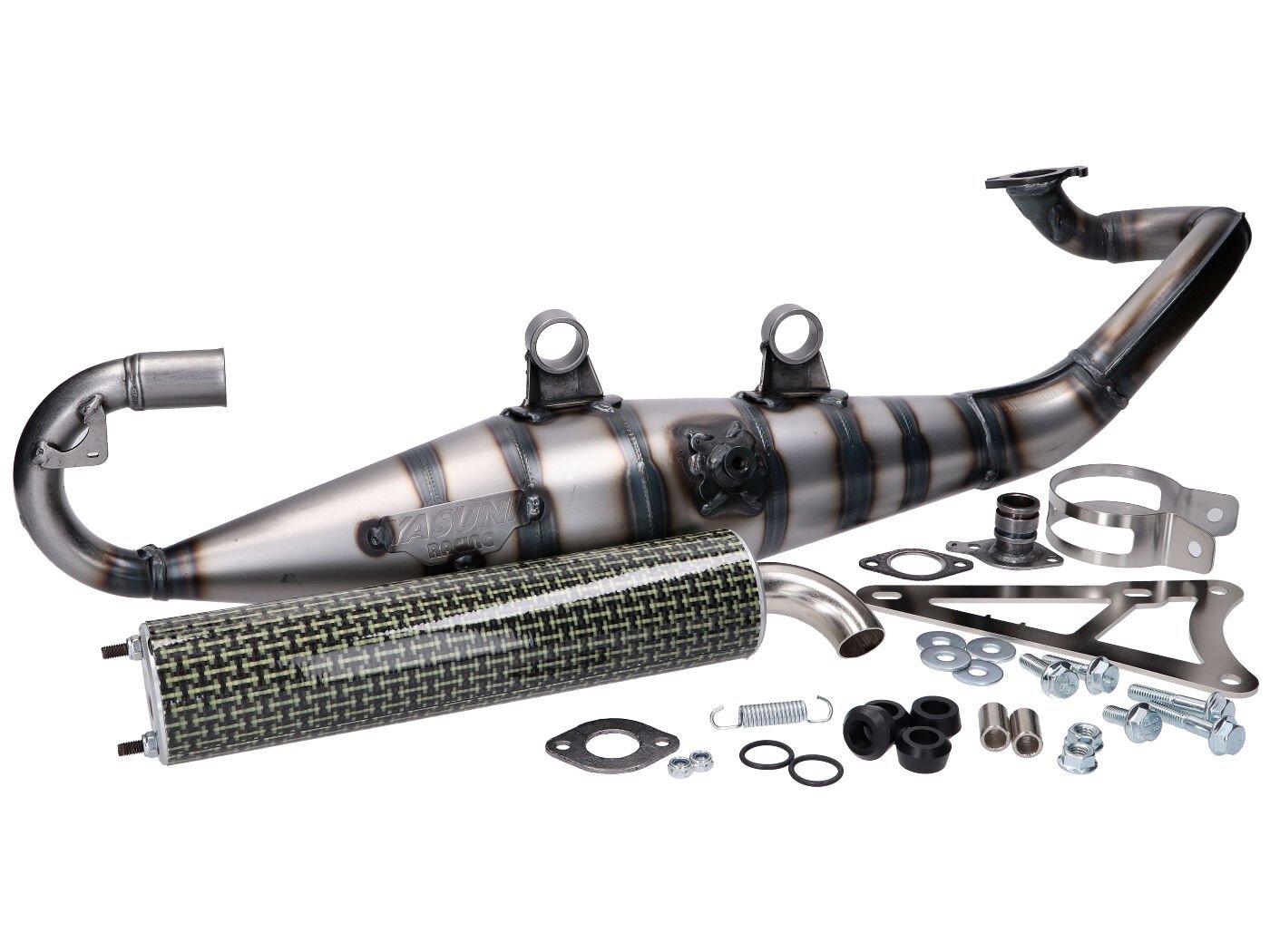 Exhaust Yasuni Carrera 10 Carbon Look Yellow For Minarelli Horizontal